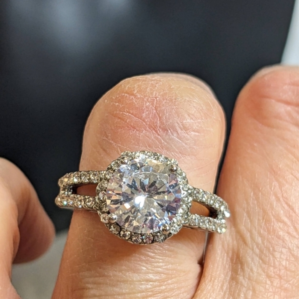 Swarovski Silver and Crystal Halo Ring